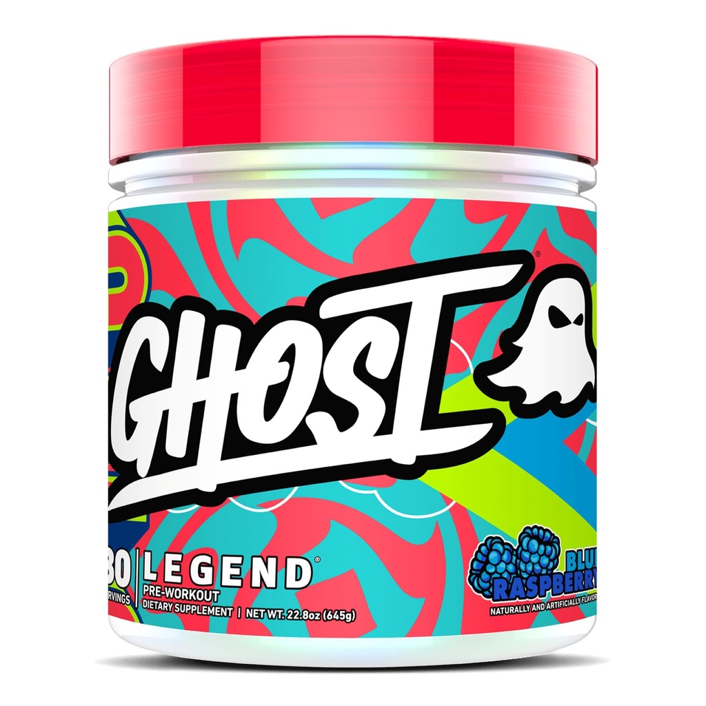 GHOST Legend Pre-Workout Powder, Blue Raspberry - 30 Serge - Pre- Workout for Men & Women with Choline, L- Citrulline, & Beta Alanine for Energy & Focus