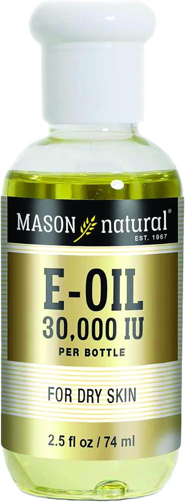 MASON NATURAL Vitamin E Oil, 30000 iu, Cocok untuk Vegetarians, Gunakan Topically untuk membantu Moisturize Dull, Dry Skin, atau Ambil sebagai Supplemen Dietary untuk Antioksidants dan Duits-Aging, 2,5 Fl Oz
