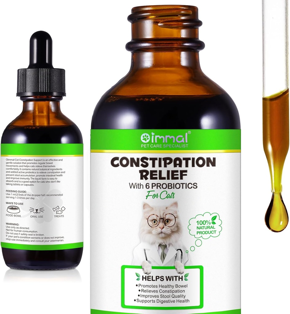 Relief Konstitasi Cat, 2 Fl Oz Pelepasan Sembelit untuk Cat, Laxative, Pelepasan Sembelit Cat, Stool Softer, Supports Digetical Health