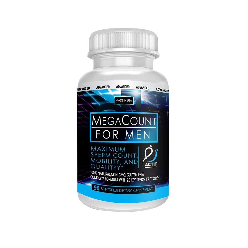 ACTIF MegaCount for Men - Maximum Fertility Dukung and Sperm Count Booster, Clinically Proven to Impreve Sperm Count and Motilitas - Non-GMO, Made in USA, 90 Count