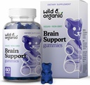 Wild & Organic Brain Dukung Gummies - Vegan Chews for Clarity & Productivity - 60 Brain Gummies