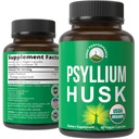 USDA Organik Psyllium Husk Vegan Capsules dibuat dengan Organik Psyllium Husk Seed. Pil untuk Gangguan, Roughage Tanpa Bloating. Tablet