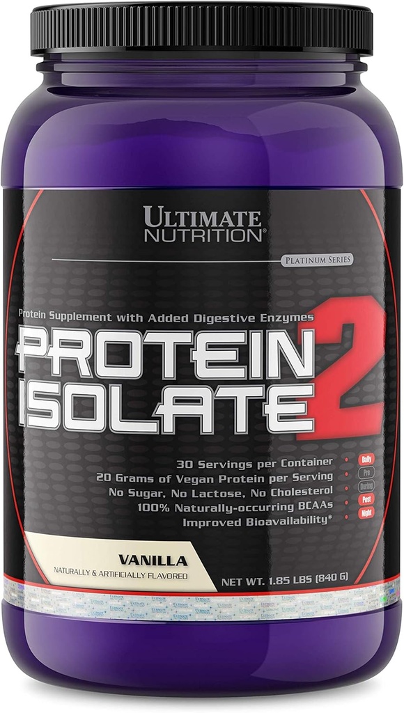 Tanaman Vegan Nutrition Ultimate Based Protein Isolate Powder - No Sugar and No Laktosa - 20 Grams Protein Per Serving dengan 100% Alami Occurring BCAAs, Vanilla, 2 Pounds