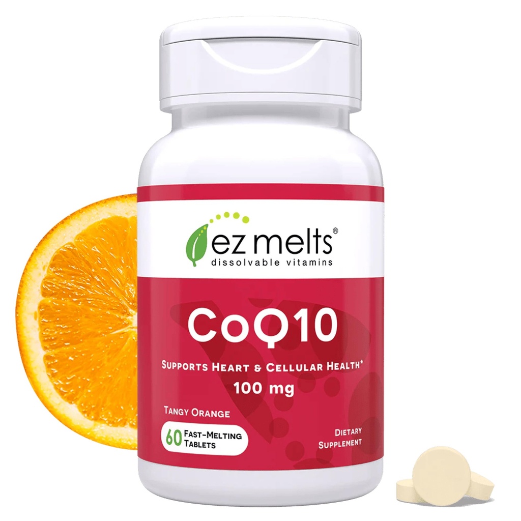 EZ Melts Dissolable CoQ10 Tambahan 100 mg, Sugar- Free, 2-Month Supply - 1 Pack