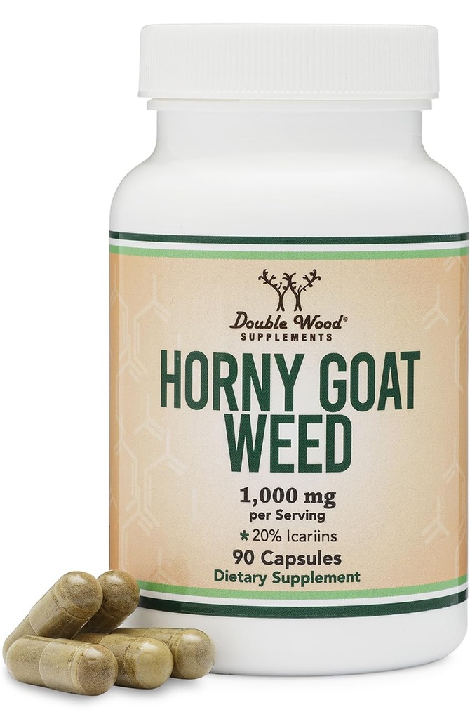 Ganja Horny Goat untuk Pria dan Wanita - Tidak Ada Penjual (Max Kekuatan Epimedium St.to 20% Liwiins) 1.000mg per Serving, 90 Kapsul (Enhancing Supplemen Pria) oleh Double Wood
