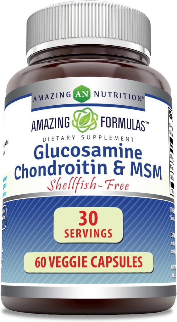 Menakjubkan Formulas Glucosamin Chondroitin & MSM 60 Vevgie Capsules 124; Shellfish Free 124; Non-GMO 124; Gluten Free 124; Made in USA 124; Ideal for Vegetarians