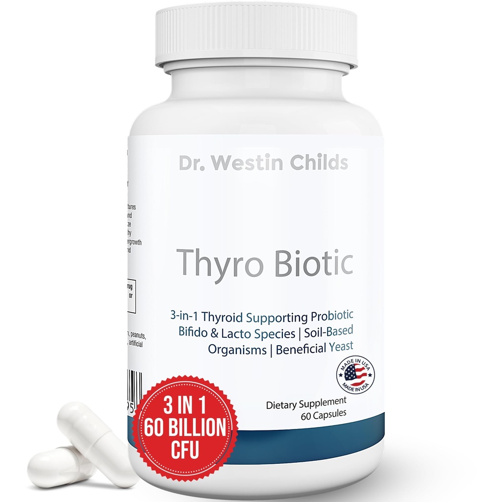 Dr. Westin Childs Thyro Biotic 124; Probiotic for Women - Dukung Thyroid, Digetical Health & Hormones & Hor4; Saccharomyces boulardii, Bacillus coagulans, lakillus & bifido 60 Million CFU 12430