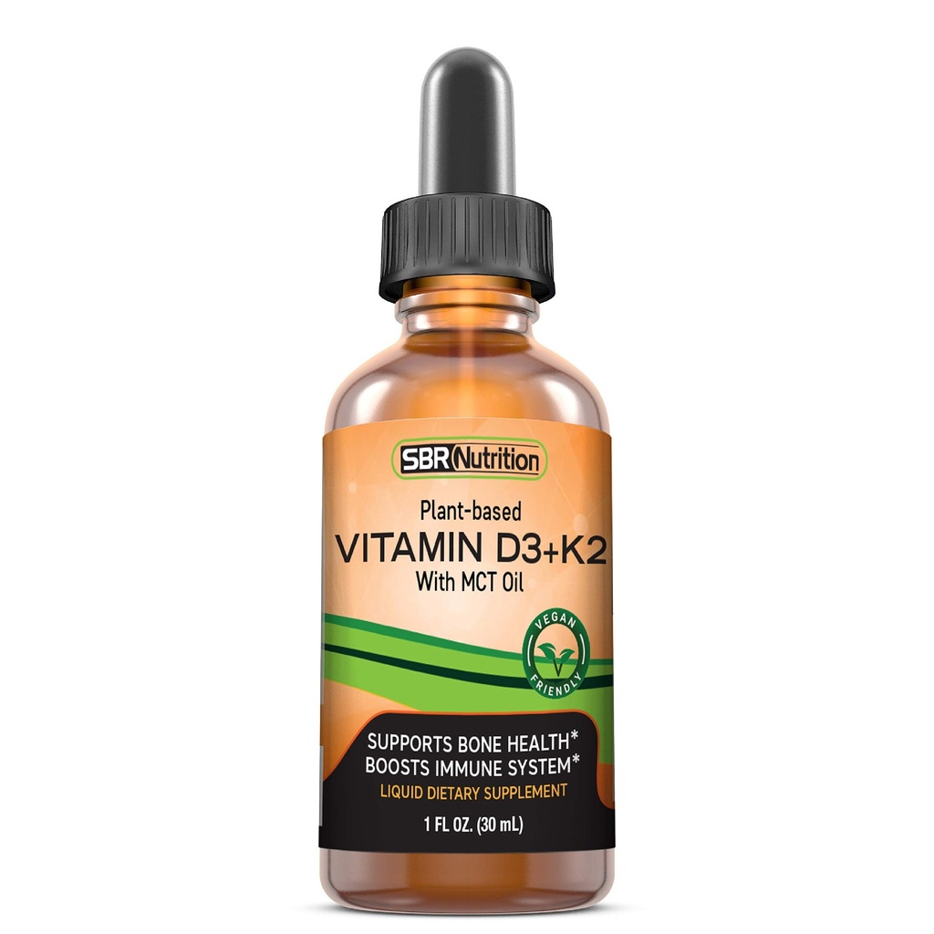 Vegan Vitamin D3 + K2 (MK-7) Cair Drops dengan MCT Oil, Peppermint Flavor, Membantu Kuat Bones dan Hati Sehat
