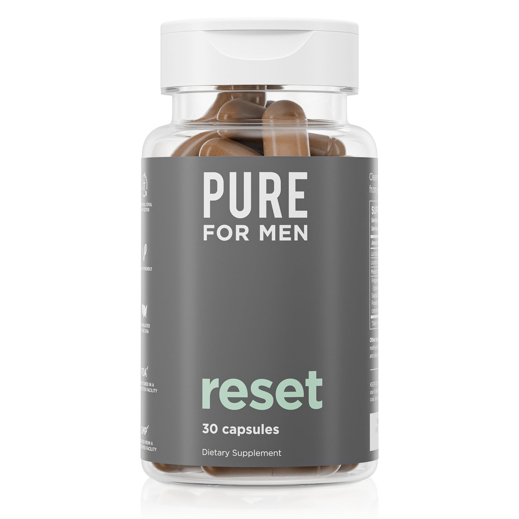 Pure for Men Detox Suplement, Reset Forge 124; Promotes Digetical & Gut Health, Helping Delete Toxins & Support Immune System, Colon Cleanse 124; 30 Capsules