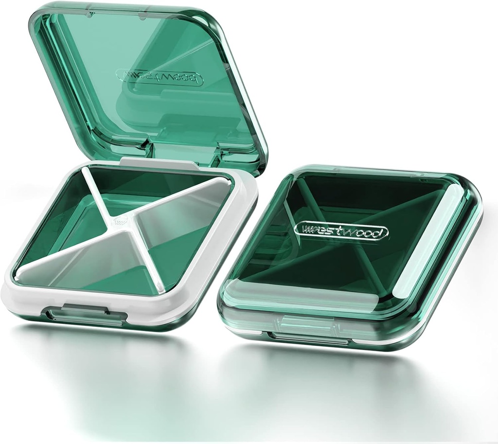 DUBSTAR Daily Pill Organizer, 4 Comparable Portable Travel Kasus Pil Kecil, Kotak Pil untuk Pocket Purse untuk Hold Vitamin, Cod Liver Oil, Suplemen dan Obat (Hijau)