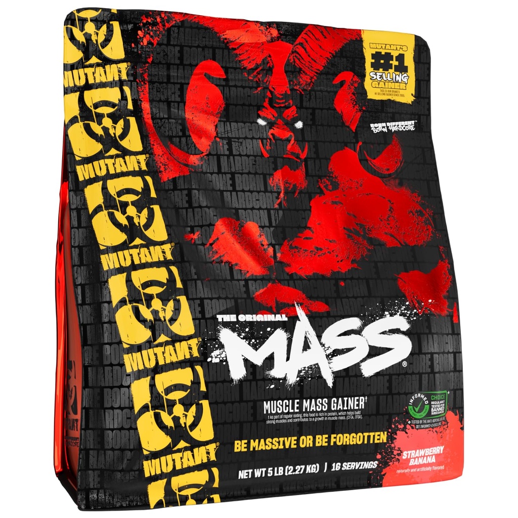Mutant Mass 124; Weight Mass Gainer Protein Powder - high Calorie Protein Powder for Mass gain - Strawberry Banana - 5 Pound