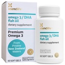 Xtendlife Omega 3 DHA Fish Oil - 1100mg dengan 700mg DHA dan 300mg EPA - Omega 3 6 9 Suplemen untuk Hati dan Otak - 1 Bulan Suppply (60 Count)