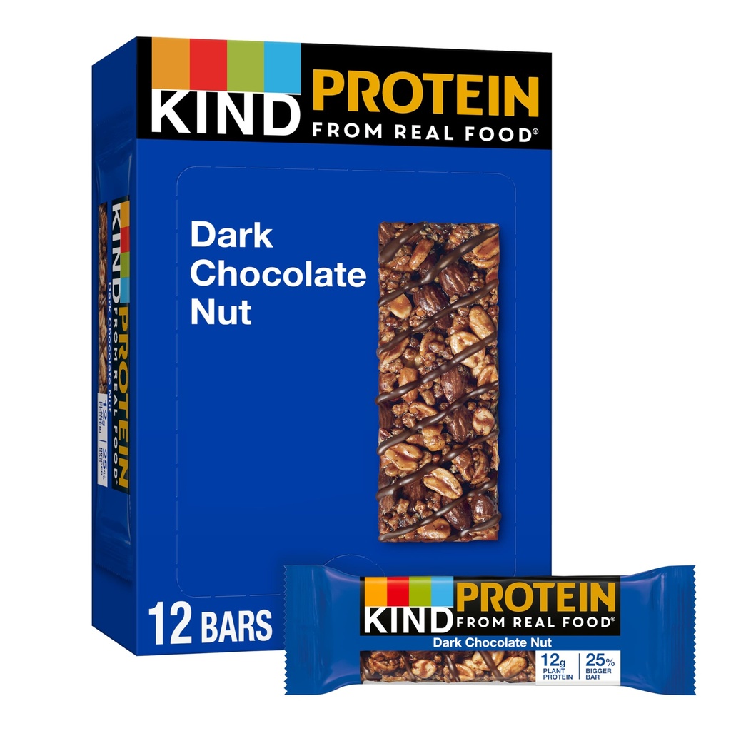 Bar Protein Snack, Dark Chocolate Nut, Sehat Snacks, Gluten Free, 12g Plant Protein, 12 Count