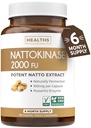 Healths Harmony Nattokinase 2000 FU (Non- GMO) Suplemen Nattokinase Terkuat Dibuat dari Soybeans Berfermentasi Alami - (6 Pasokan Bulan) 180 Vegan Natto Capsules