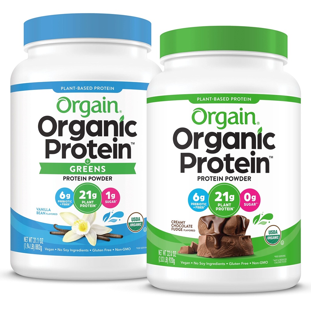 Orgain Vegan Organik Popper + Greens, Vanilla Bean - 21g Plant Based Protein, Gluten Free, Dairy Free, Laktosa Free, Soy Free, No Sugar Added, With Iron & Pregition for Gut Health - 1.94lb O4b Orgained Organic Pouder, Created Fuder, Cream Chocolate - 21g Plant Based Protein, Gludten, Dairy, Lachore, Soctly, Soule, Soule,