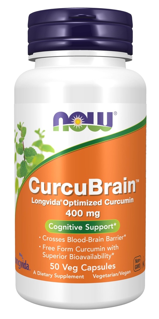 Suplemen SEKARANG, CurcuBrain ™ 400 mg dengan Longvida ® Optimated Curcumin, 50 Veg Capsules