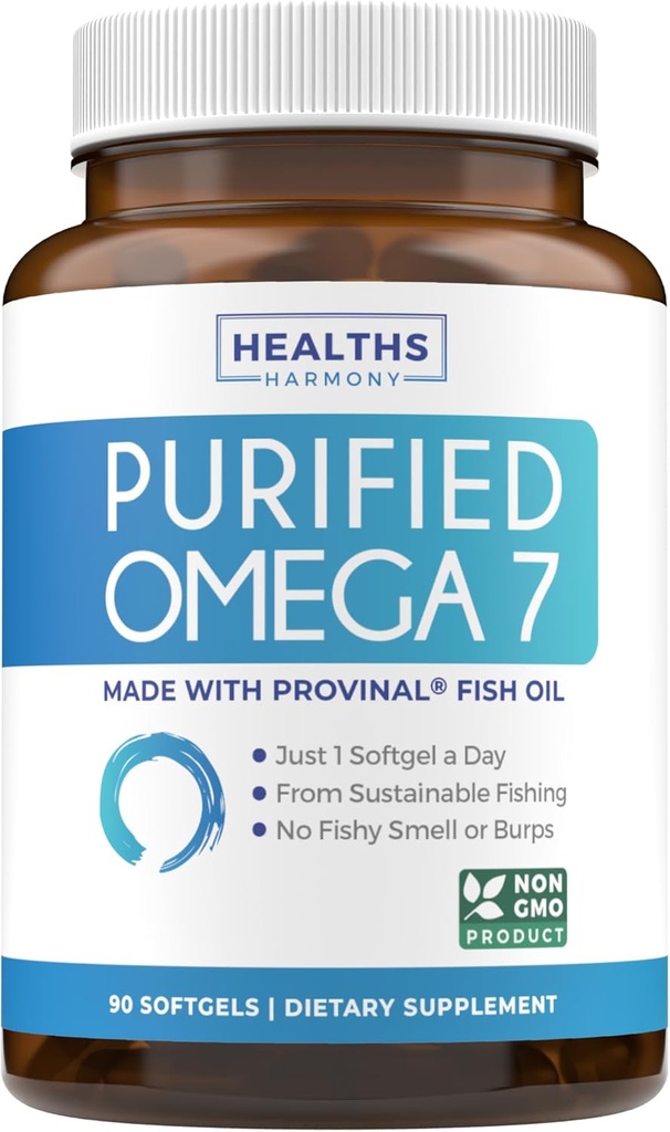Tambahan Omega 7 untuk Perempuan dan Pria - Potency Tinggi & Kemurnian Palmitoleic Acid Acid Ikan Acid Supply dari Provinal Patented with Lowest Palmitic Acid - Acid Suply (3 Bulan Supply)