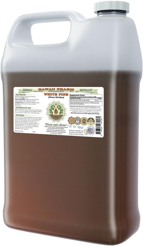 White Pine Alcohol- Free Liquid Extract, White Pine (Pinus Strobus) Dry Glycerite Natural Herbal Supplemen, Hawaii Pharm, USA 64 f.oz