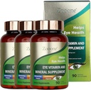 Zooone- Lutein Eye Vitamin Suplemen Kesehatan Macau dan Mata Kering, Berisi Lutein, Zinc, Vitamin C / E & Alaxanthin untuk Dukungan Kesehatan Mata, 90 Tablet (3)