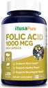 NusaPure Folic Acid 1000mcg 200 Veggie Caps (Non- GMO, Vegetarian, Gluten Free)
