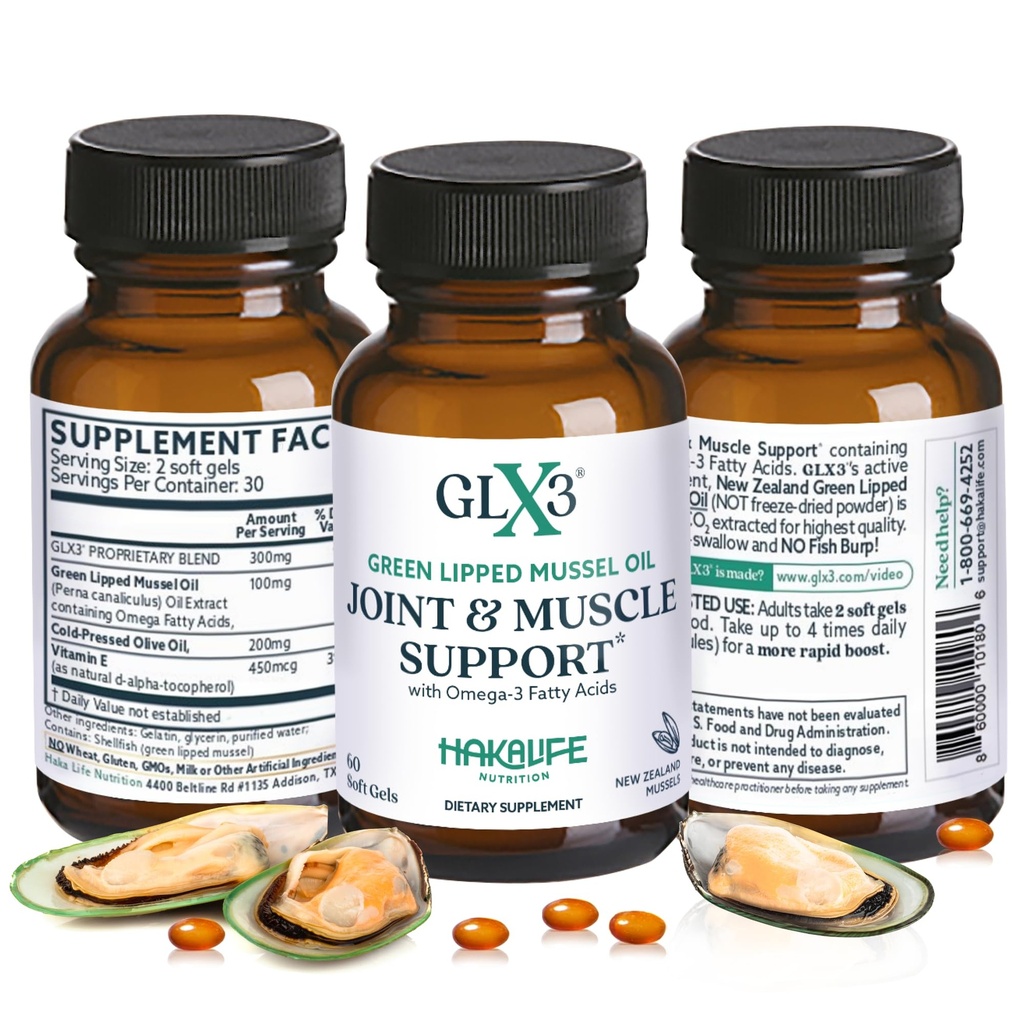 GLX3 Green Lipped Mussel Oil Capsules for Comfort, Flexibility & Recovery by HakaLife GLX3