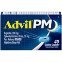 Advil PM Reliever Pain and Nighttime Sleep Aid, Obat Nyeri dengan Ibuprofen for Pain Relief dan Diphenhydramine Citrate untuk Bantuan Tidur - 40 Caplets Coated