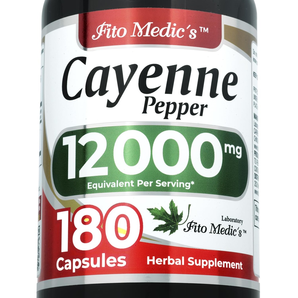 Lab FITO MEDIC 124; Cayenne Pepper Capsules Organik 124; Cayenne Pepper Extract 14; 600 mg 20: 1 per 3- Capsule Serving 124; 180 Capsules