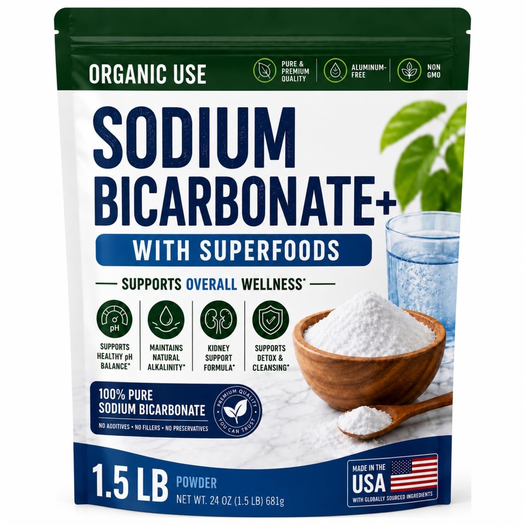 Gunakan Sodium Bikarbonat Tambahan Alkali untuk Alkalitas. Dukung makanan super. Sodium Bicarbonate Powder Kidney Immune Dukung Sport Antax 1.5LB