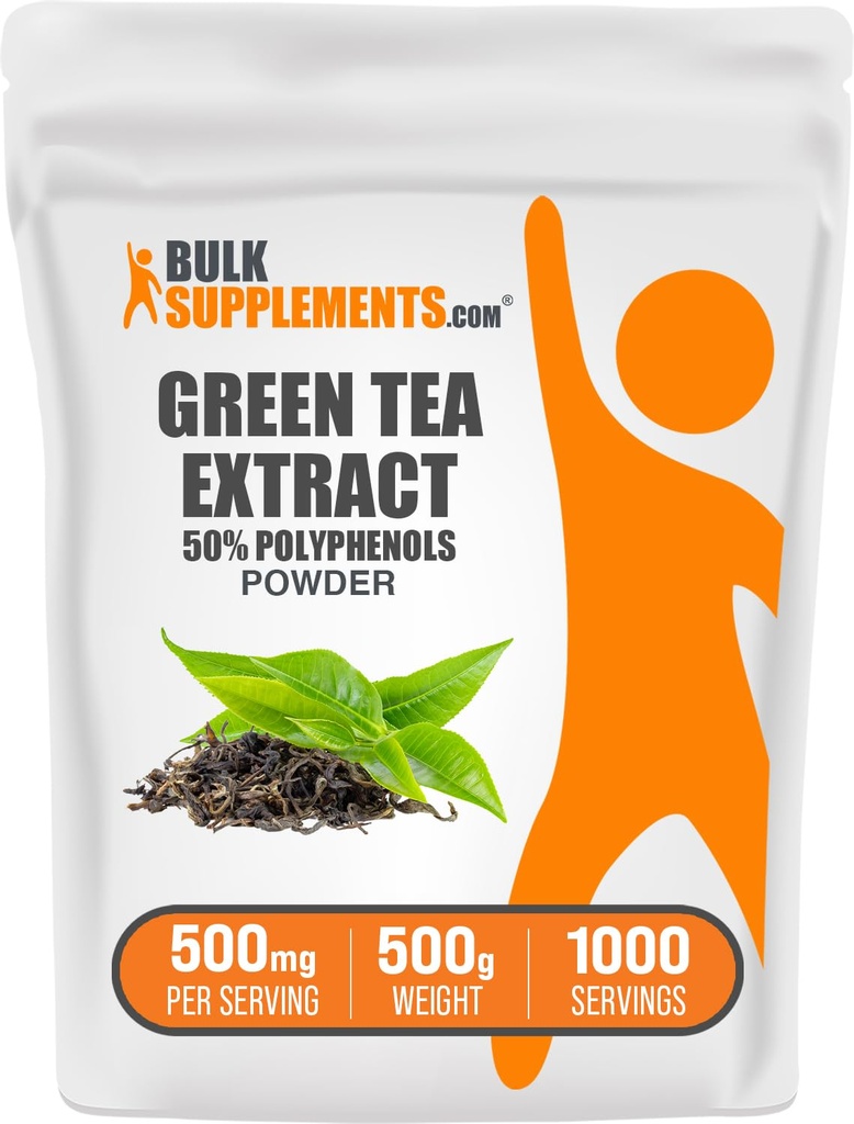 Suplemen BulkSuplements.comgreen Tea Extract Powder - 50% Polyphenols Suplemen, EGCG Suplemen - Gluten Bebas, 500mg per Serving, 500g (1.1 lbs) (Paket 1)