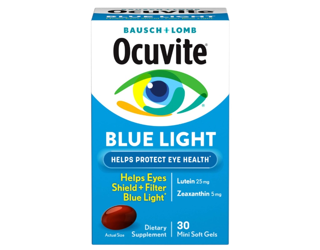 Bausch + Lomb Ocuvite Blue Light Lutein 25mg Lutein & Dalxanthin Suftgels, 30 Softgels (Paket 2)