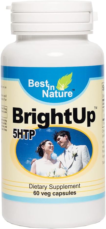 BrightUp ™ -5 HTP - Healthy Mood Support Supplemen dengan Ekstrak Simpanicifolia, The Intermediate Metalitte Antara Amino Acid L- tryptophan dan Serotonin.