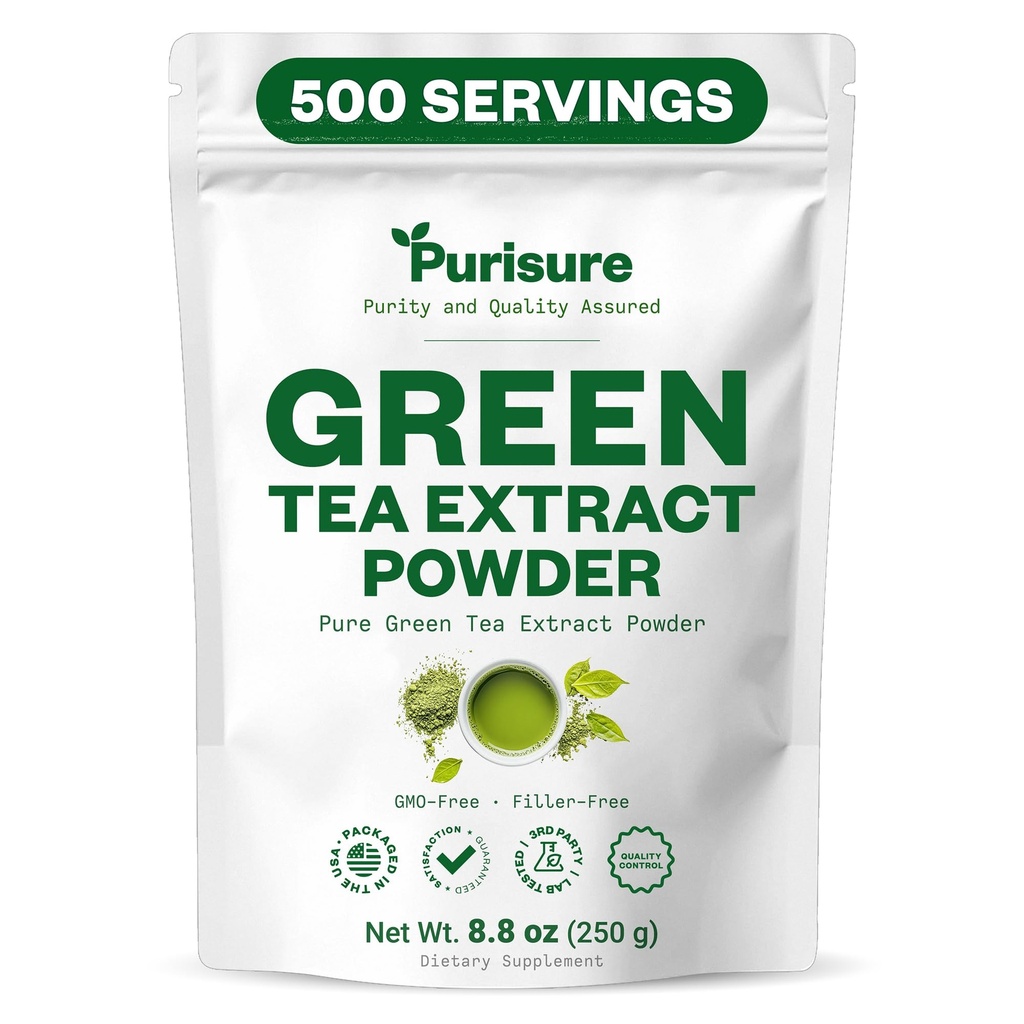 Purisure Green Tea Extract 126; Tea bubuk dari Premium Green Leaf 124; Tea Vegan yang tidak manis untuk Latte & Smoothie Recipe 124; All- Natural Antioksidant Green Tea Powder dengan EGCG & Polyphenols 126; 500