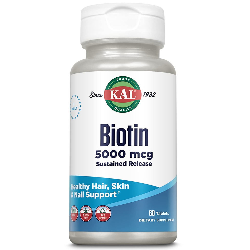 KAL Biotin 5000 TR Tablet, 5000 mcg, 60 Cacah