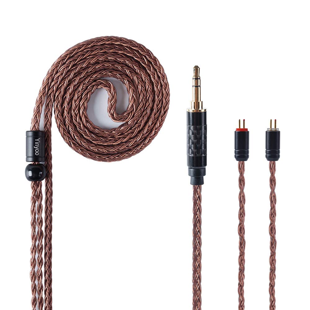 YINYOO Earphone Replacement Cable 16 Cores Single Crystal Copper Cable Earphone Cable untuk kz zs10 pro zsn-x edx-pro zs10- x dqs ca C10 c12 (2pins, 3.5mm Jack)