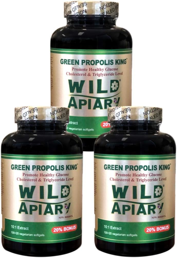 3 Botol Apiary Liar Green Bee Propolis, Raja Vegetable Softgels (120 caps) -Non Alcoholic, Wax Free, Sugar Free,
