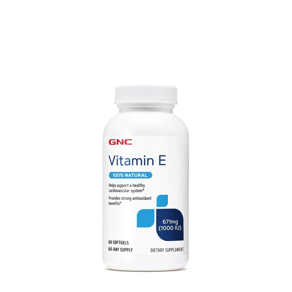 GNC Vitamin E 100% Natural 100IIU - 60 Softgels, 60 Servis