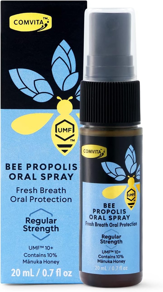 Comvita Bee Propolis Throat Spray - Natural Immune Dukungan, Soothing Mint Flavor dengan Selandia Baru UMF 10 + Manuka Honey, Antioksidant, Dietary Supppplemen - 0.7