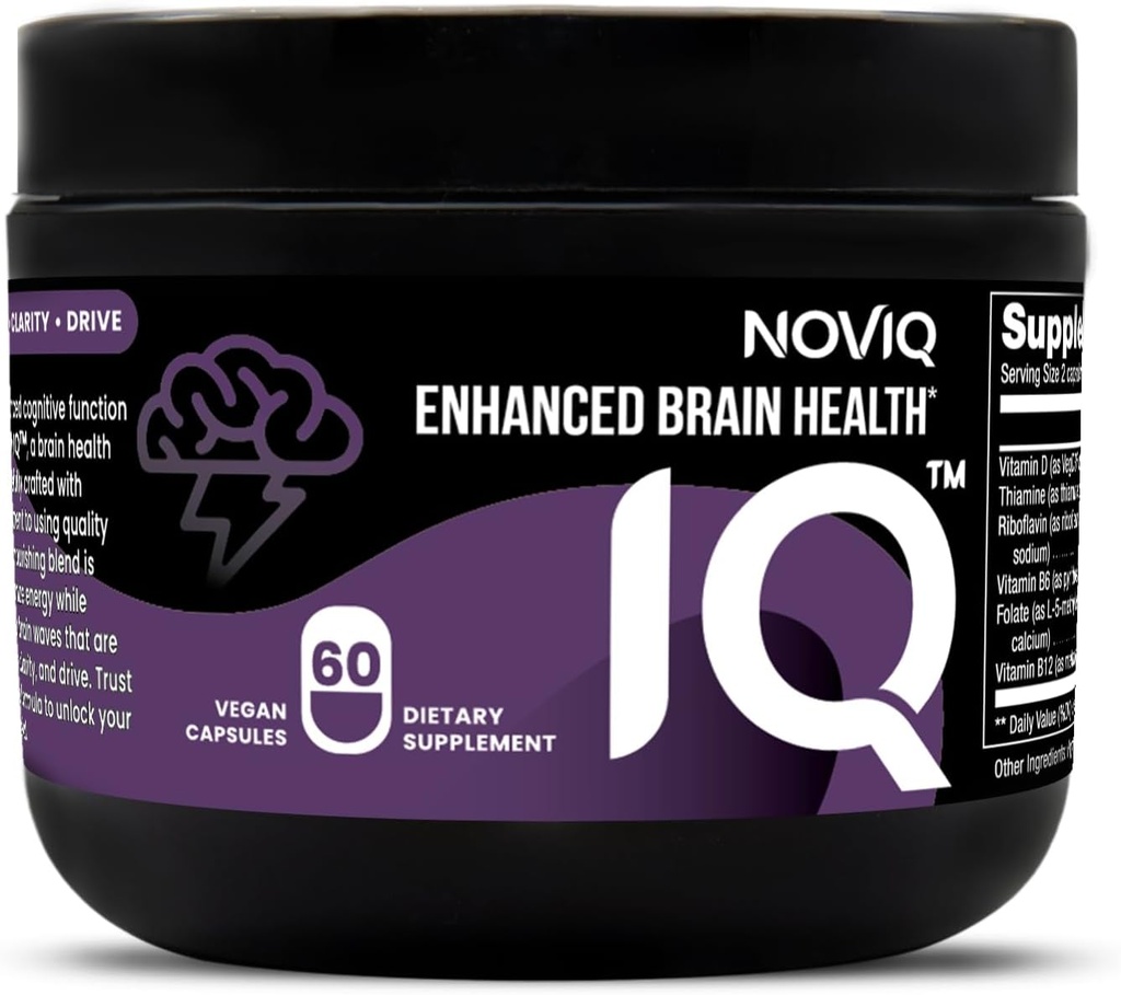 IQ - 11 -in- 1 Pendukung Otak Nootropic: Pendukung Memori & Kognition - Bioactive B-Complex w / 5-MTHF, L-Theanine, L-Tyrosine, Bacopa, Ginkgo, Huperzine - Vegan, Non-GMO, Caffeine Free - 60 Count