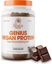 Genius Vegan Powder, Chocolate - Tanaman - Tanaman Berbasis Lean Muscle Shake for Men & Women - Pea & Labu Protein Sumber - Tentu Flavored & Sweetened - Dairy & Laktosa Bebas