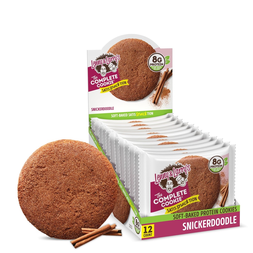 Lenny & Larry 's The Complete Cookie, Snickerdoodle, Soft Baked, 8g Plant Protein, Vegan, Non- GMO, 2 Ounce Cookie (Kemasan 12)