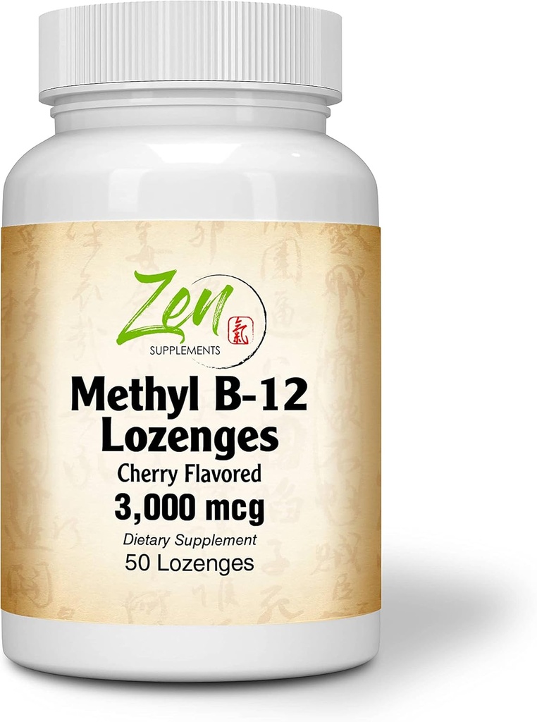 Metil Vitamin B-12 Tambahan - dengan Vitamin B6, Folate, Biotin - Dukung Kesehatan Kardiovaskular, Sistem Imune Sehat, Otak & Nerve Fungsi - 50 Lozenges