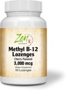 Metil Vitamin B-12 Tambahan - dengan Vitamin B6, Folate, Biotin - Dukung Kesehatan Kardiovaskular, Sistem Imune Sehat, Otak & Nerve Fungsi - 50 Lozenges