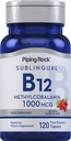Piping Rock Vitamin B12 1000 mcg Sublingual 124; 120 Tablet 124; sebagai Methylcobalamin 124; Berry Flavor 124; Vegetarian, Non-GMO, Gluten Free Supplemen