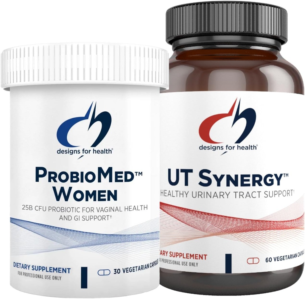 Desain untuk Probiotik Vaginal Kesehatan & UT Dukung Bundle - ProbioMed Women Probiotic (30 Capsules) untuk Gut Health & Vaginal pH, UT Synergy (60 Kasules) Urminary Tract Dukungan dengan Hibiscus & D-Mannose
