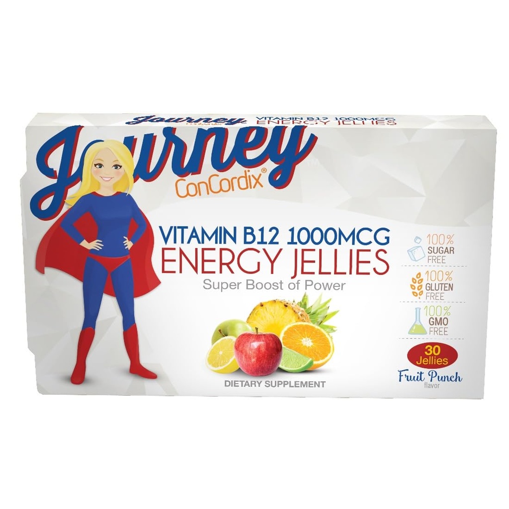 Bariatric Eating Journey 1.000 mcg Vitamin B12 Sugar- Free Energy Jellies Fruit Punch (30 Count)