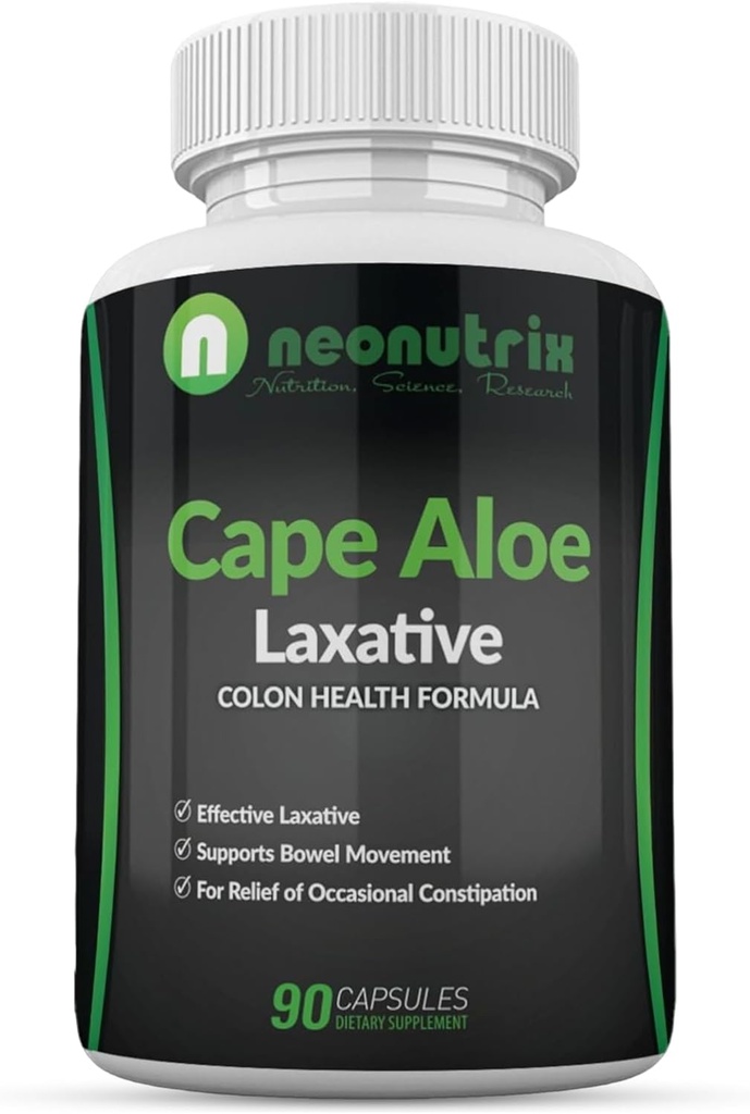 Cape Aloe Natural Laxatives for Constipation Relife- Promotes Healthy Bowel Movemen- Suplemen Pria & Women - Herbal Detox - 90 Capsules - dibuat di USA oleh Neonutrix