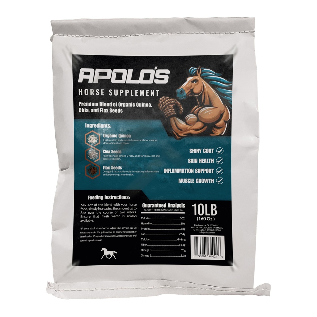 Greenfit APOLO 'S 100% Penyedia Kuda Natural untuk Peninggalan Harian - Dukungan Bersama, Coat Shine & Kekuatan 124; Flaxseed, Quinoa, Chia 124; 10 LB Bag