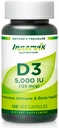 Potency Tinggi Vitamin D3 5000 IU - Boost Imune, Dukung Bone & Teeth, Mudah ditelan 120 Veg Capsules