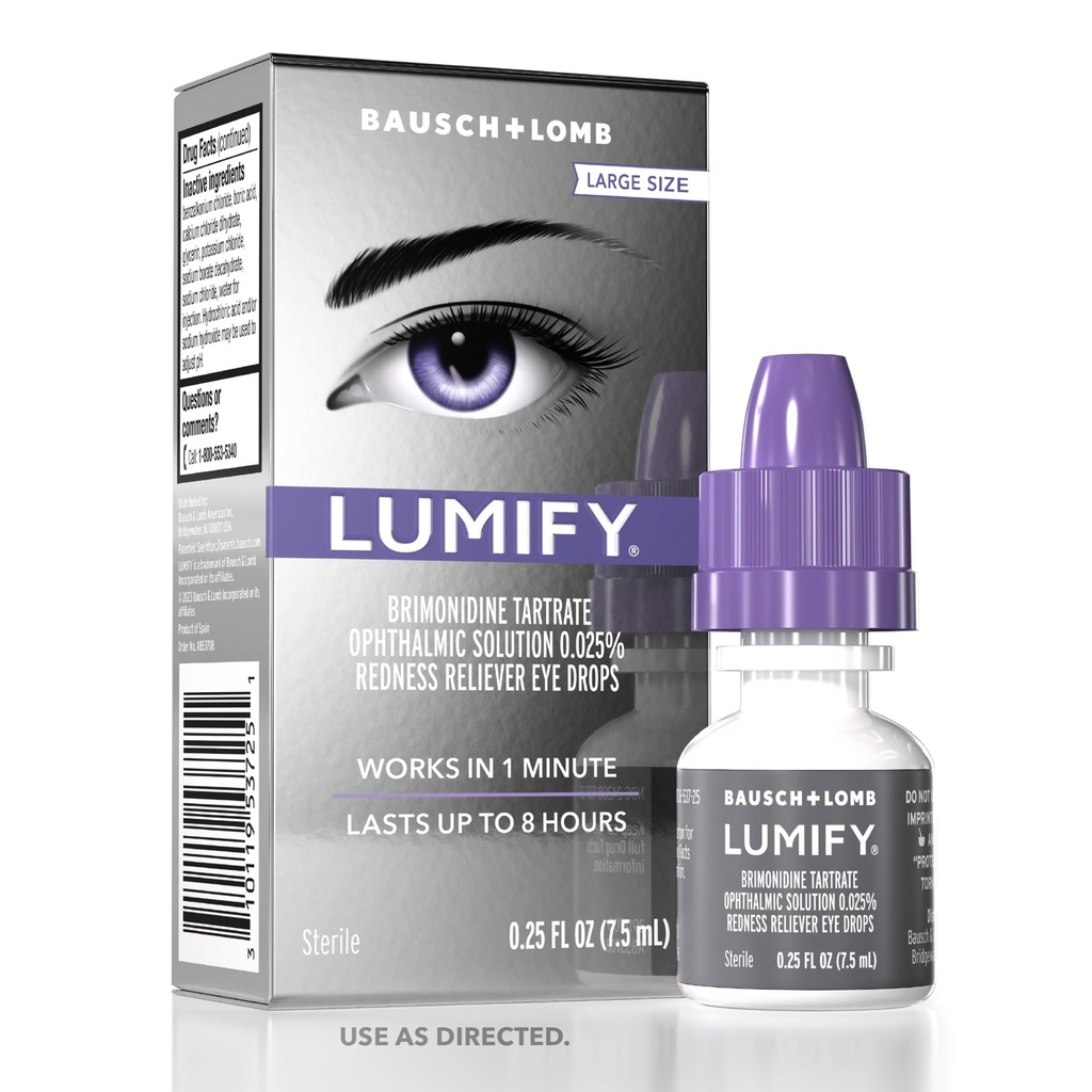 LUMIFY Eye Drops for Red Eyes, Retiever for Brighter Looking Eyes, Works in 1 Minute & Lasts Up to 8 Hours, Eye Drops, 0.25 Fl Oz (7.5mL)