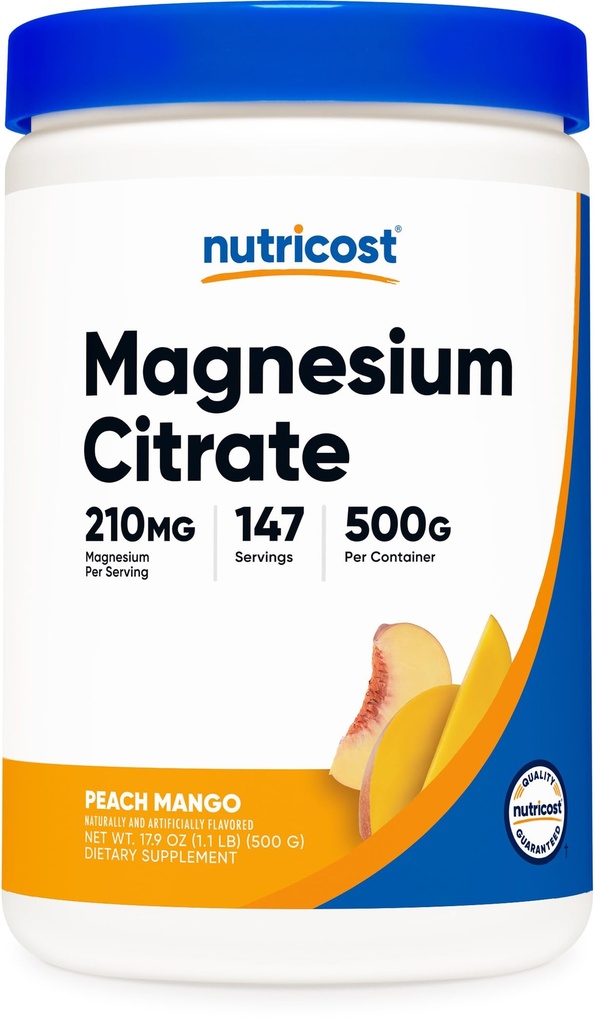 Nutricost Magnesium Citrate Powder (Mangga Peach, 500 Gram)